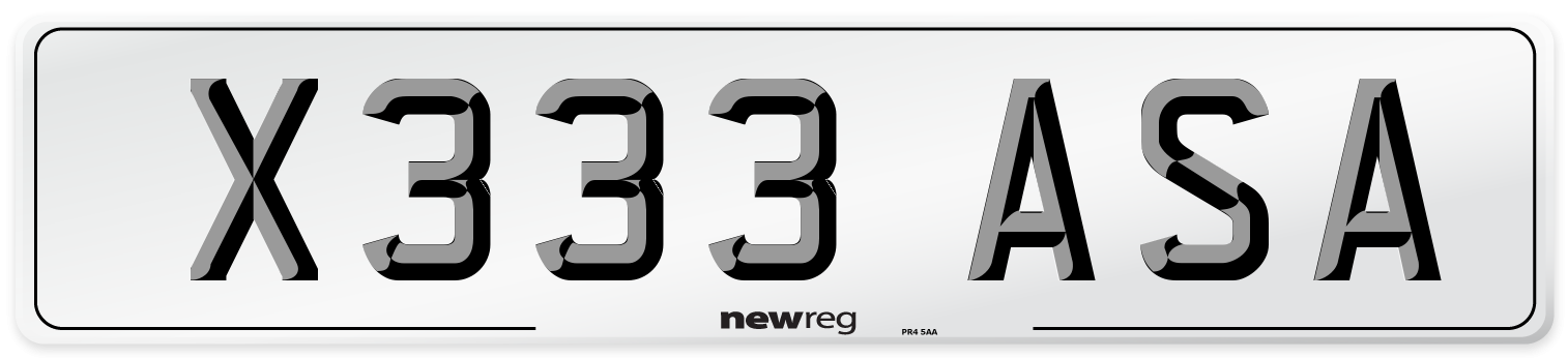 X333 ASA Number Plate from New Reg